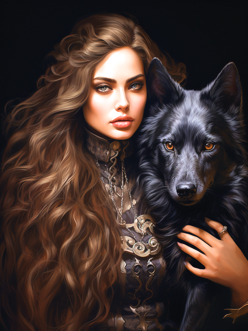 Woman Blackwolf Diamond Art Kit