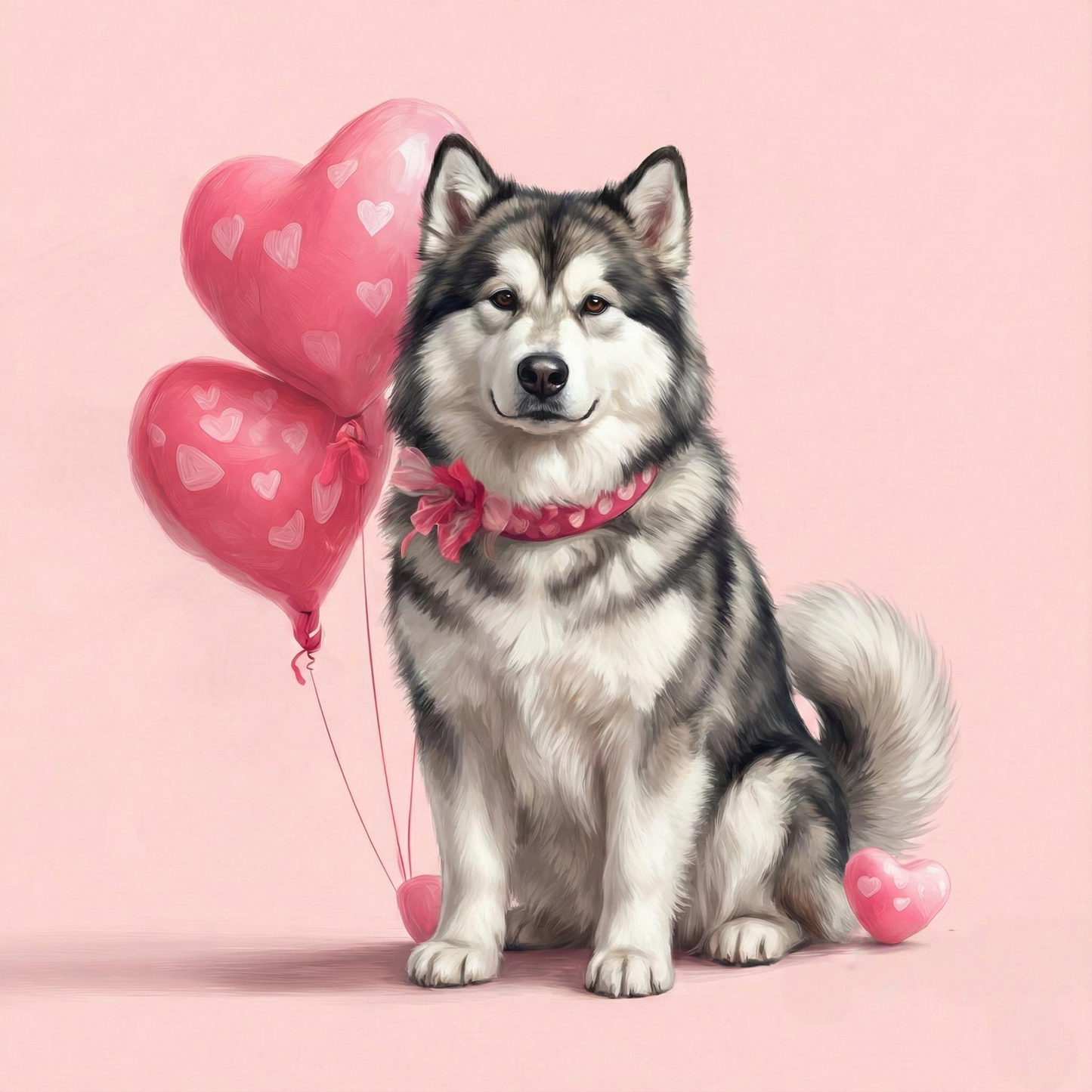 Alaskan Malamute Happy Valentines Day Diamond Art Kit