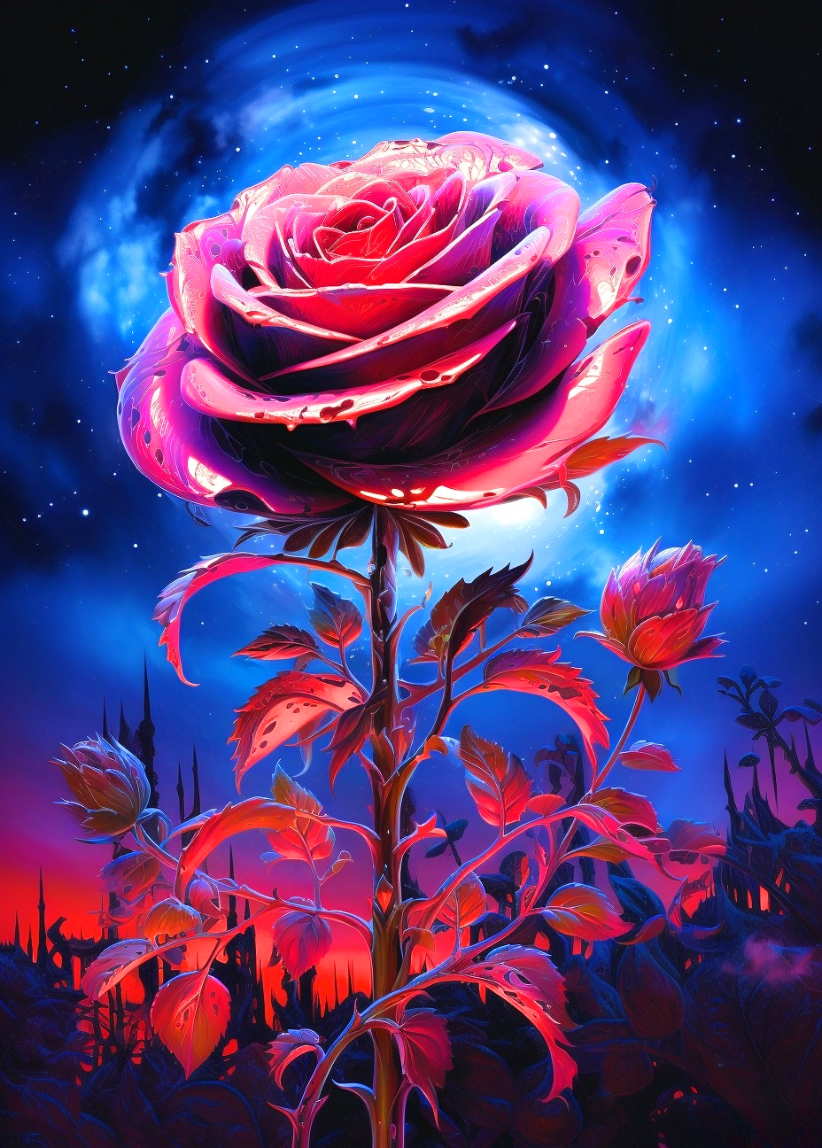 Blue Swirl Background Rose2 Diamond Art Kit