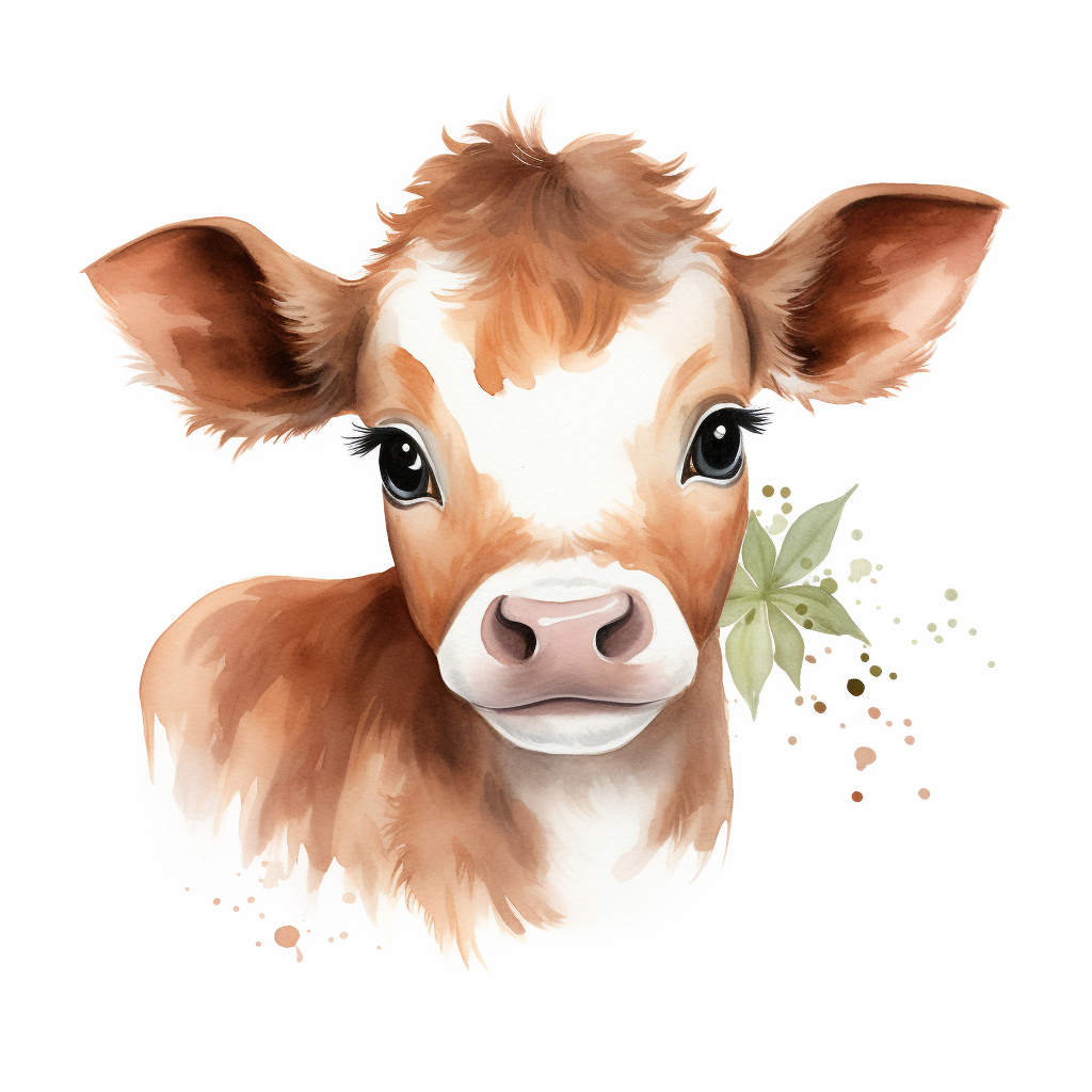 Baby Cow Watercolor Diamond Art Kit