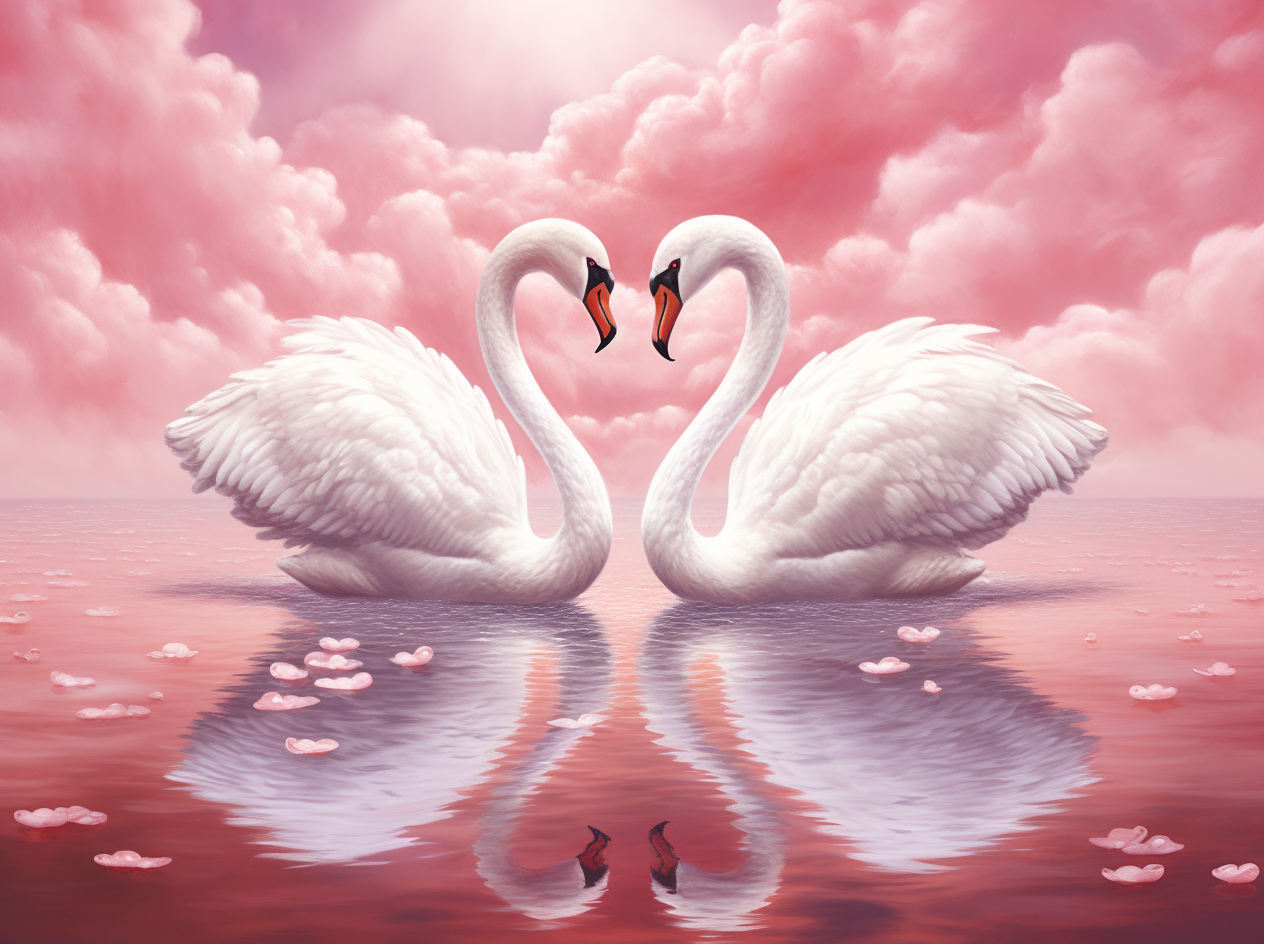 Pink Clouded Sky Swans Diamond Art Kit