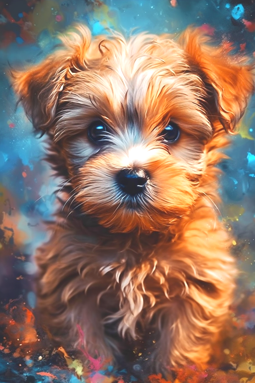 Brown Curly Hair Puppy Diamond Art Kit