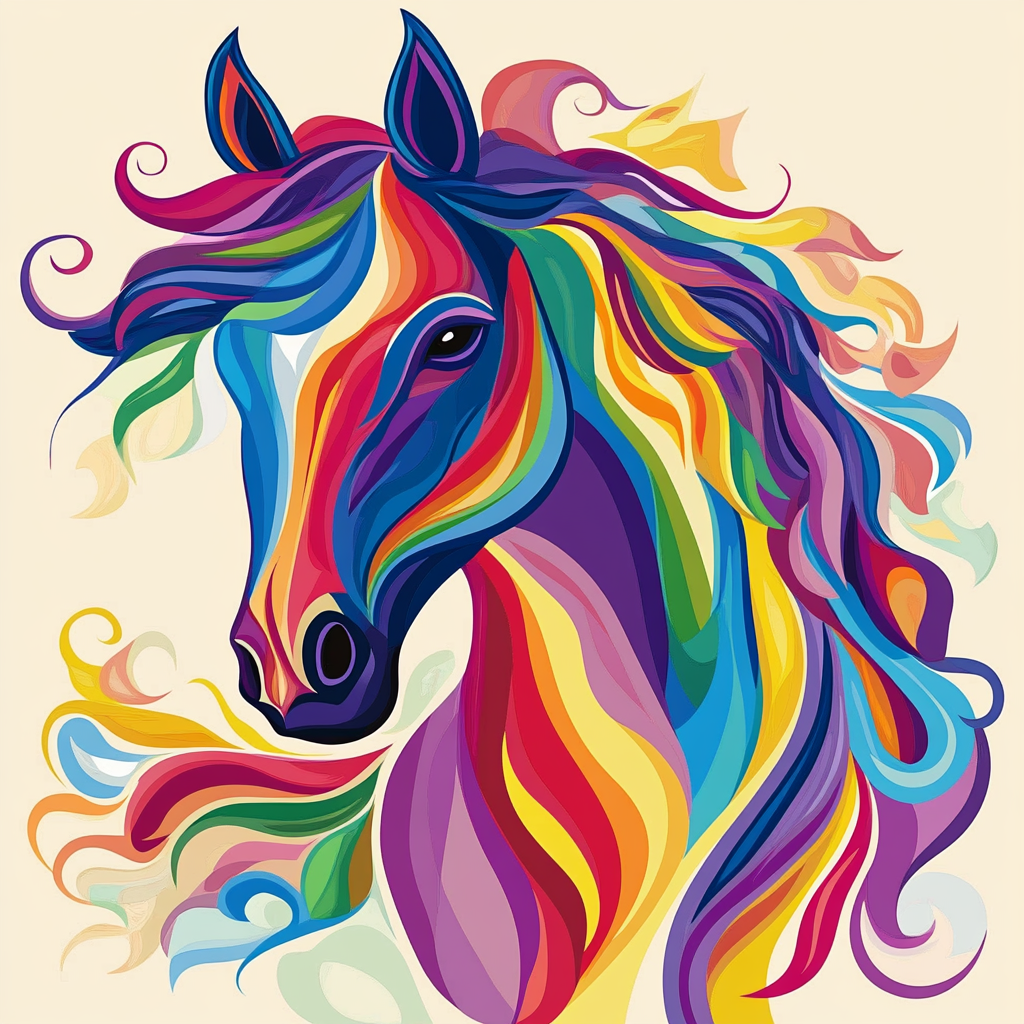 Bright Color Abstract Horsehead Diamond Art Kit