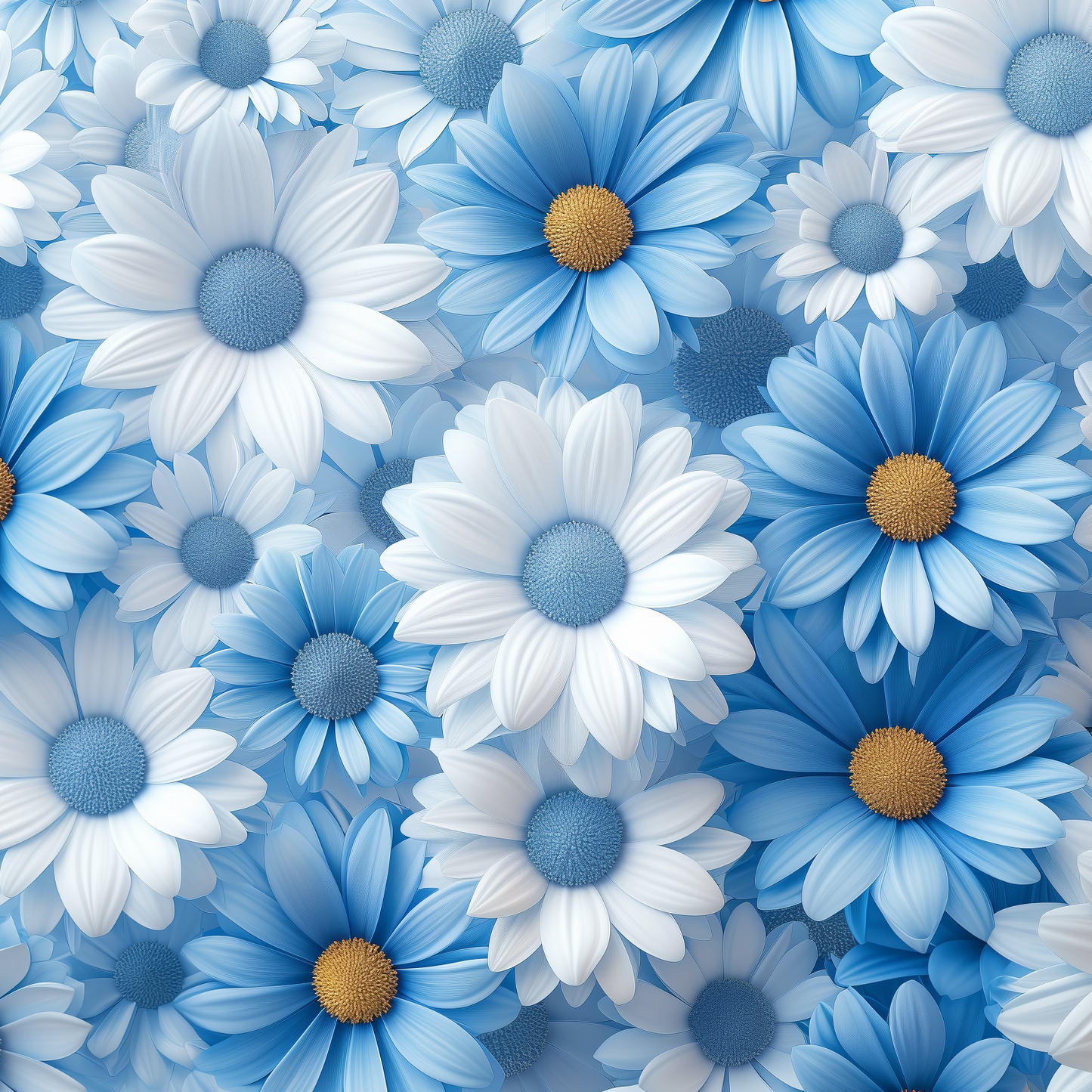 Light Blue White Daisies Diamond Art Kit
