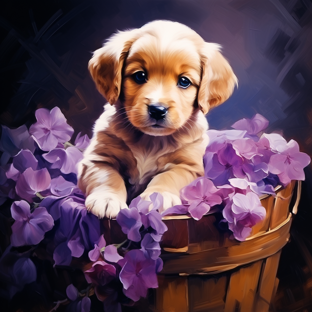 Lab Puppy Basket Diamond Art Kit
