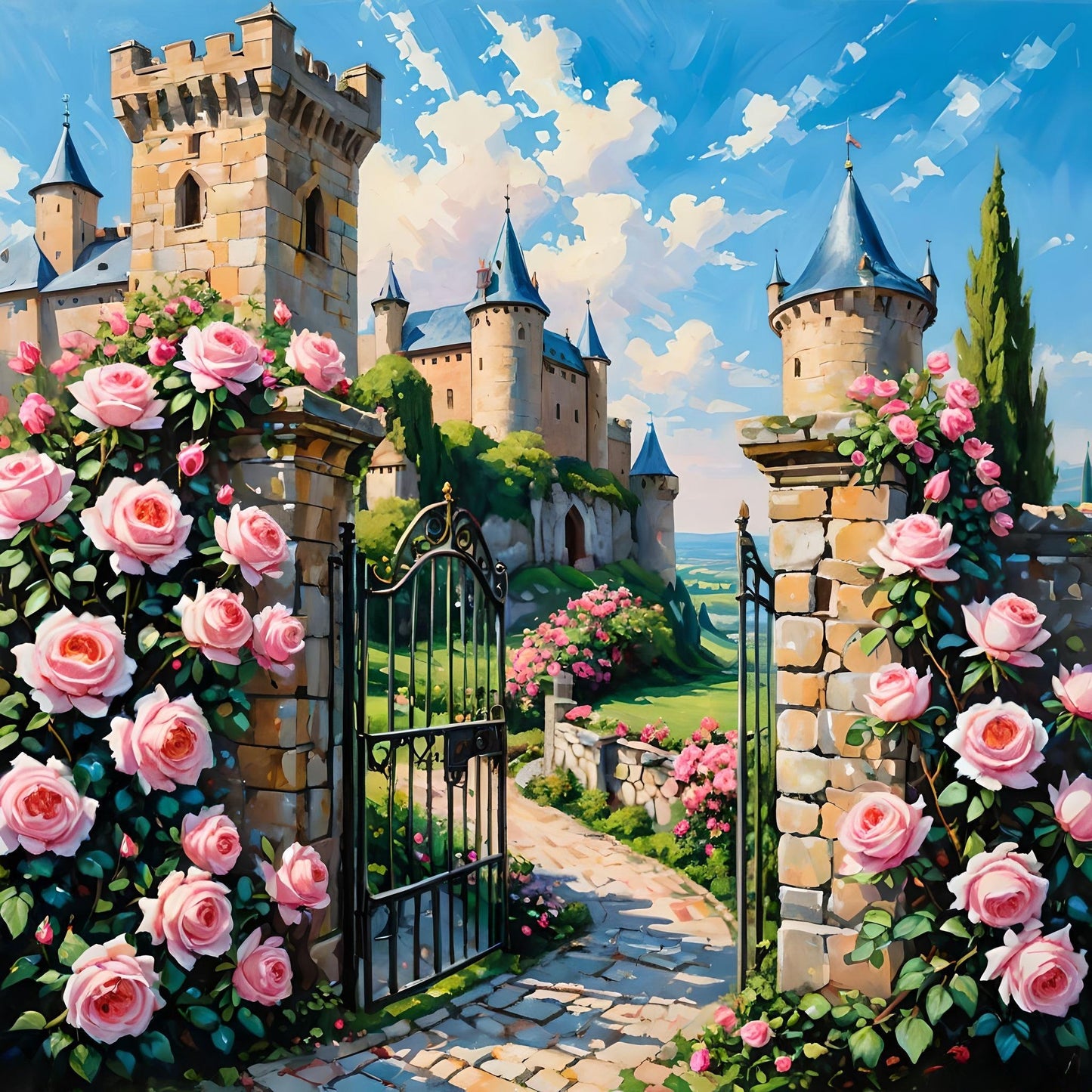 Pink Rose Castlegate Diamond Art Kit
