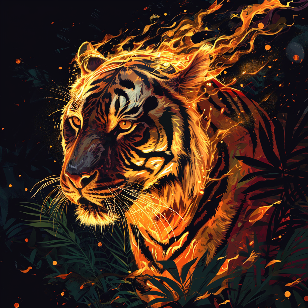 Flowing Flames Tiger Diamond Art Kit