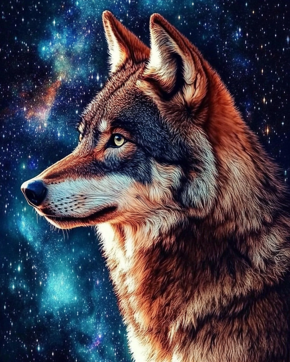 Wolf Under The Stars Diamond Art Kit