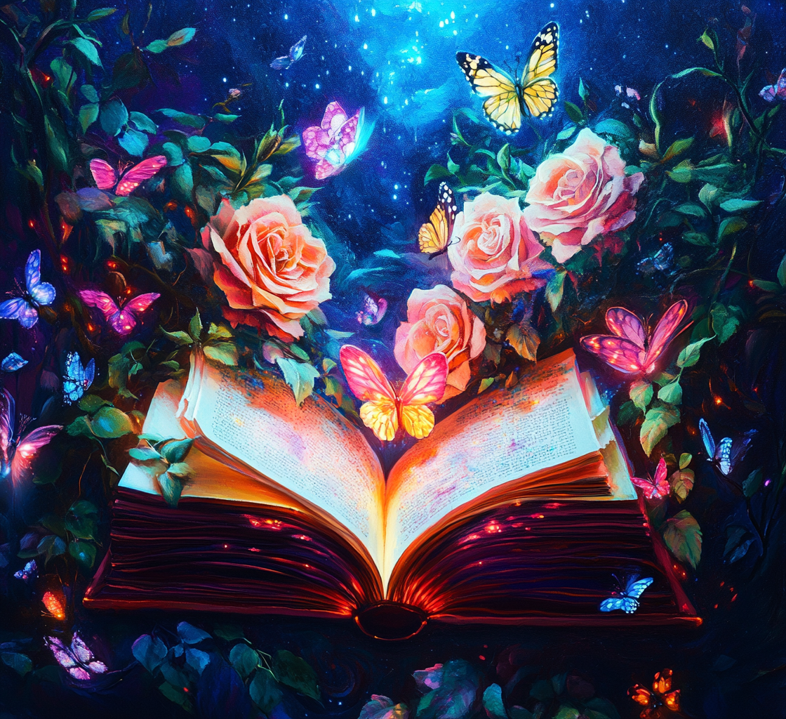 Glowing Book Butterfly Flowers Diamond Art Kit