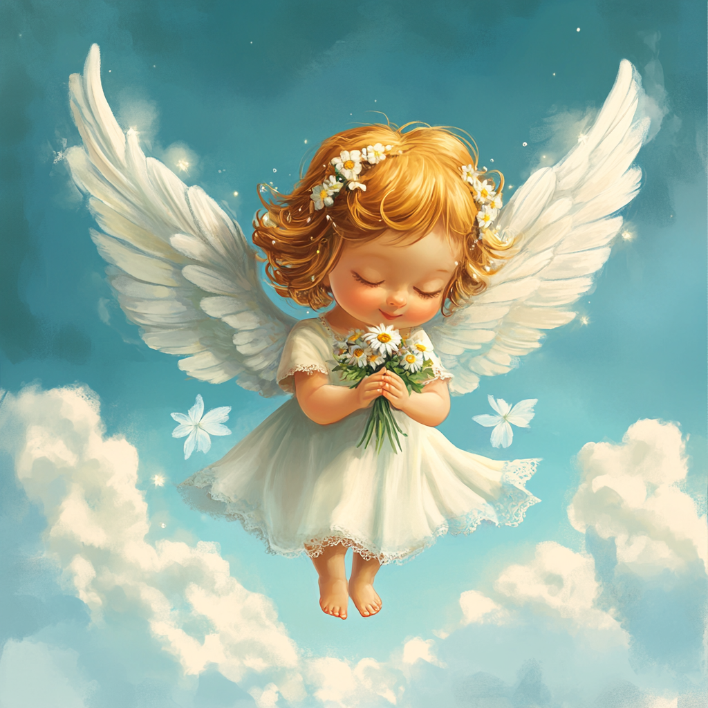 Floating White Flower Angel Diamond Art Kit