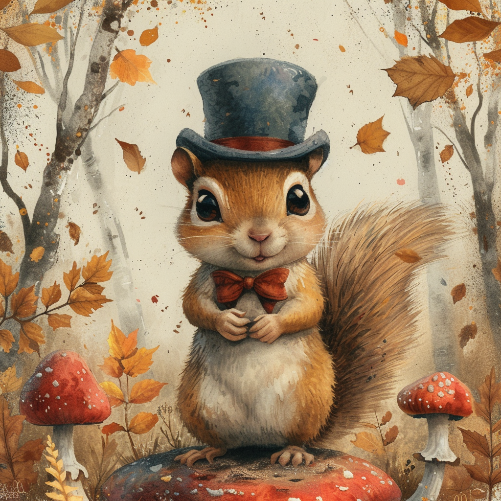 Top Hat Squirrel Diamond Art Kit