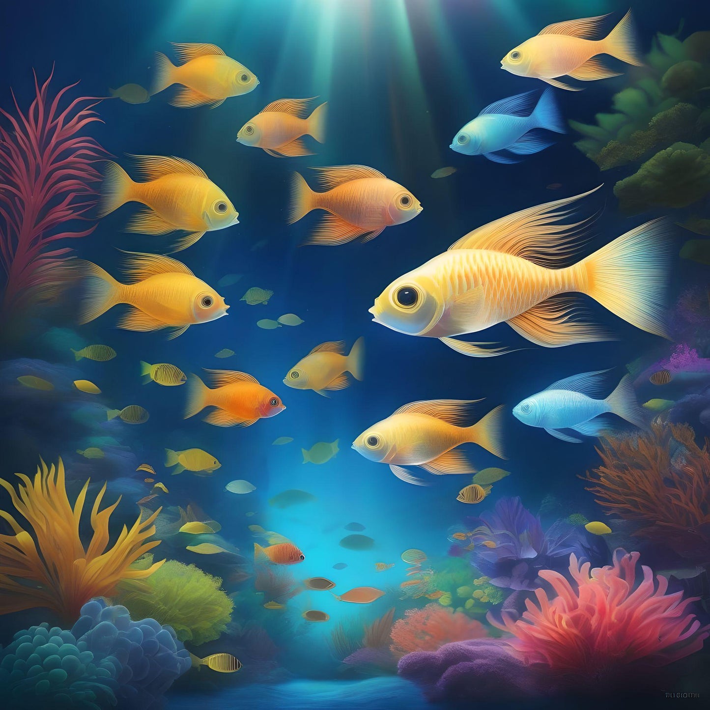 Shining Light Fish In The Sea Diamond Art Kit