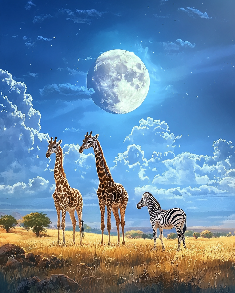 Giraffes And Zebras Diamond Art Kit