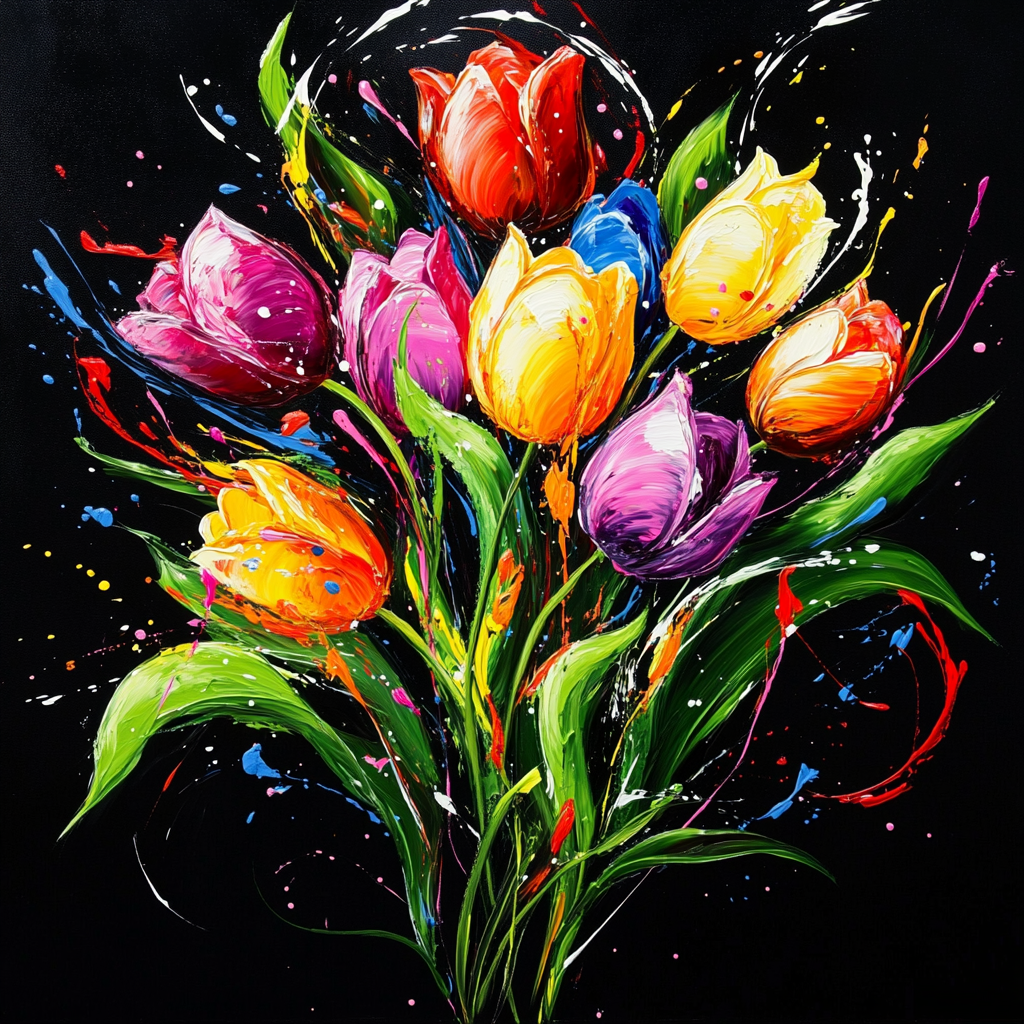 Swirling Leaves Tulips Diamond Art Kit