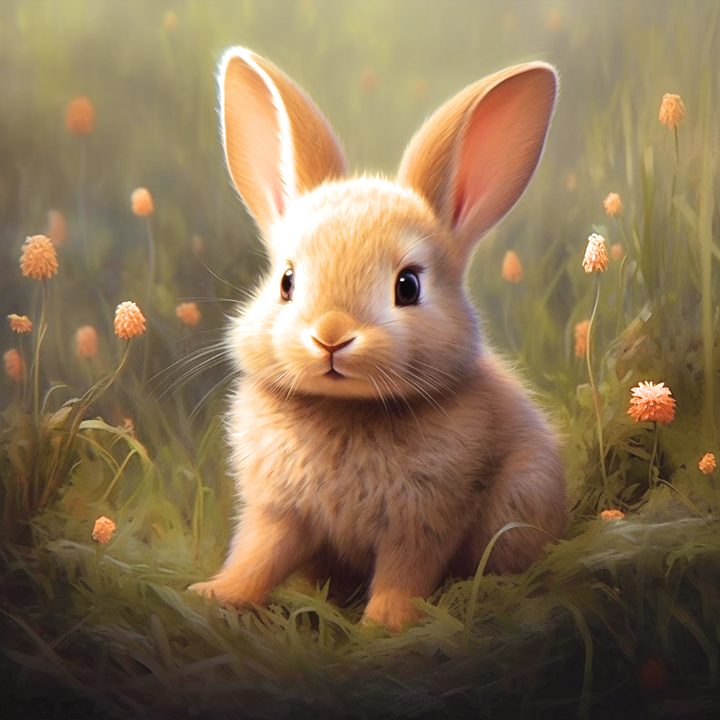 Baby Bunny In The Flowers Diamond Art Kit