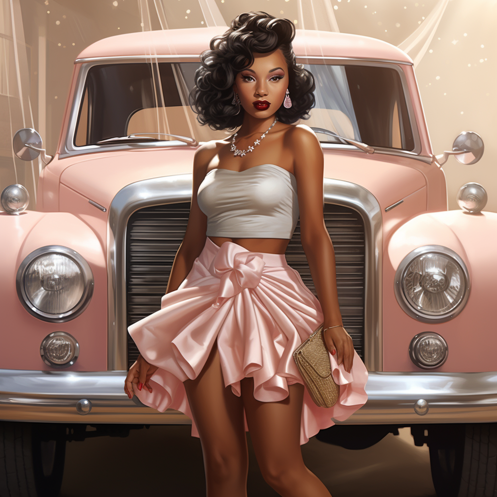 Girl Pink Vintage Car Diamond Art Kit