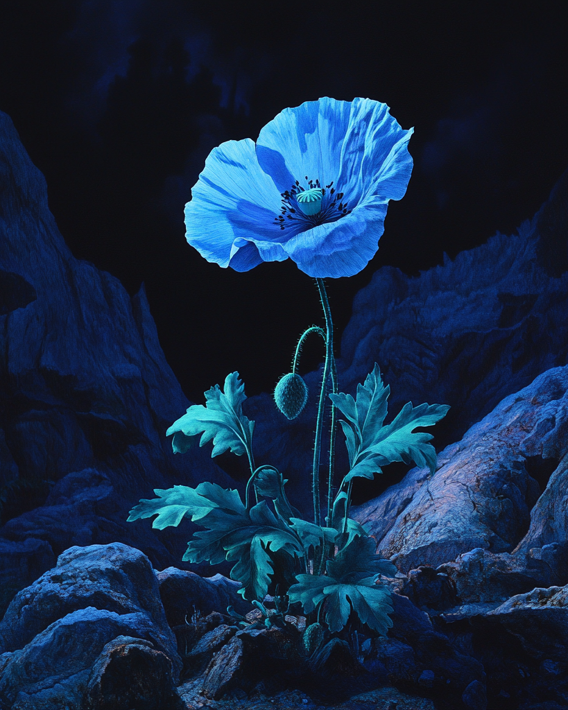 Nighttime Blue Poppy Diamond Art Kit