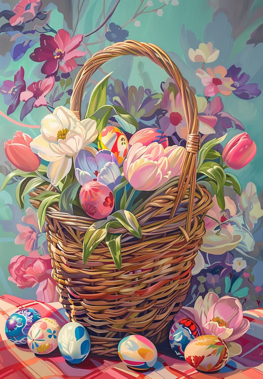 Tulip Basket And Eggs Diamond Art Kit