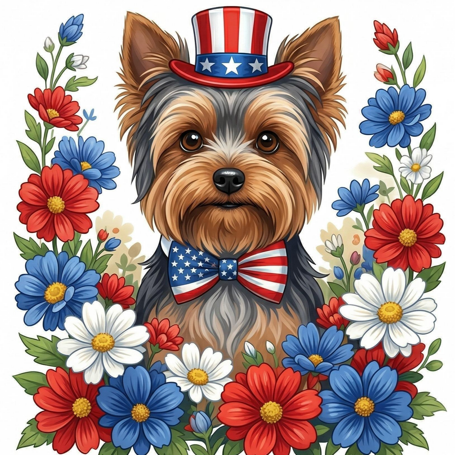 Patriotic Yorkshire Terrier Diamond Art Kit