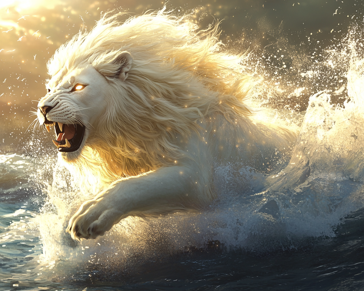 White Lion Wave Diamond Art Kit