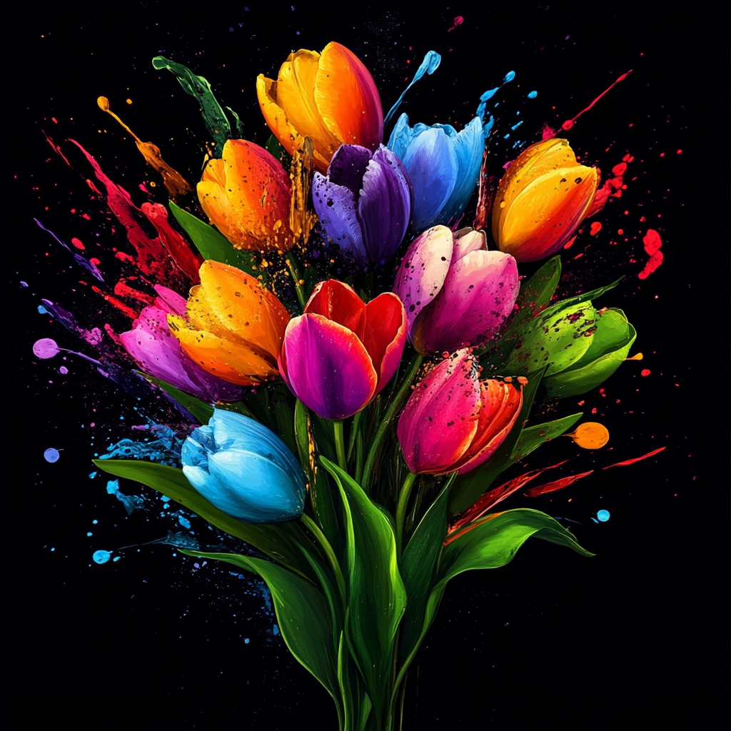 Vibrant Paint Tulips Diamond Art Kit