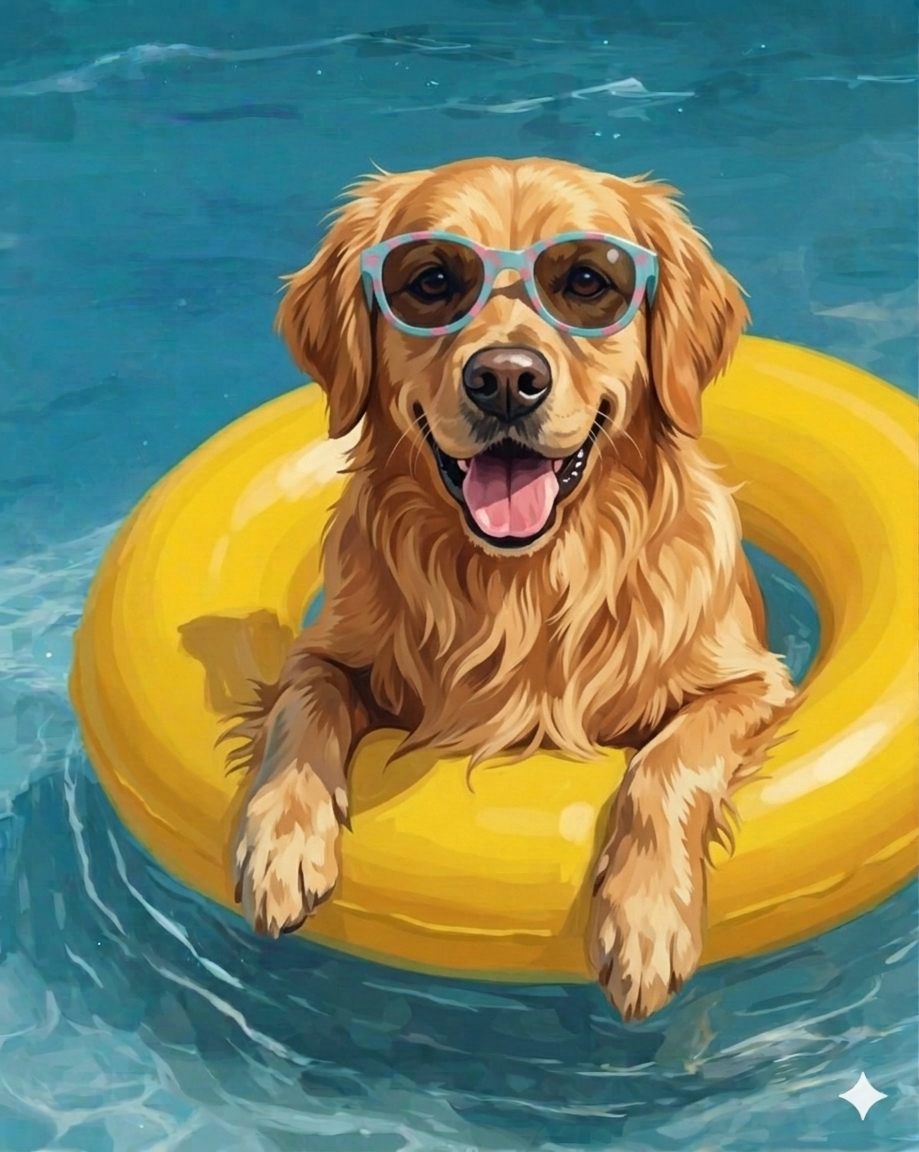Hello Summer Golden Retriever Diamond Art Kit