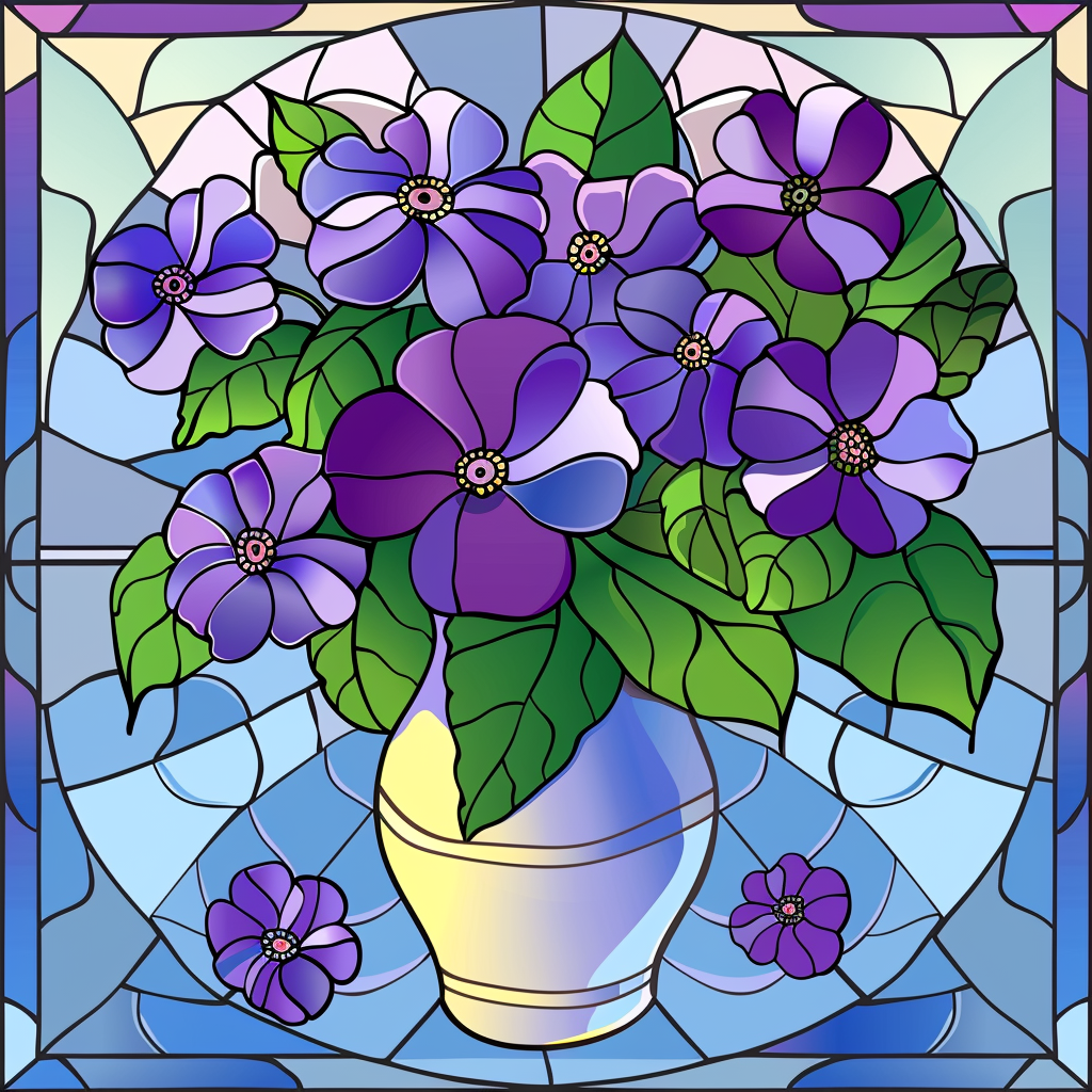 Shades Of Purple Flower Vase Abstract Diamond Art Kit