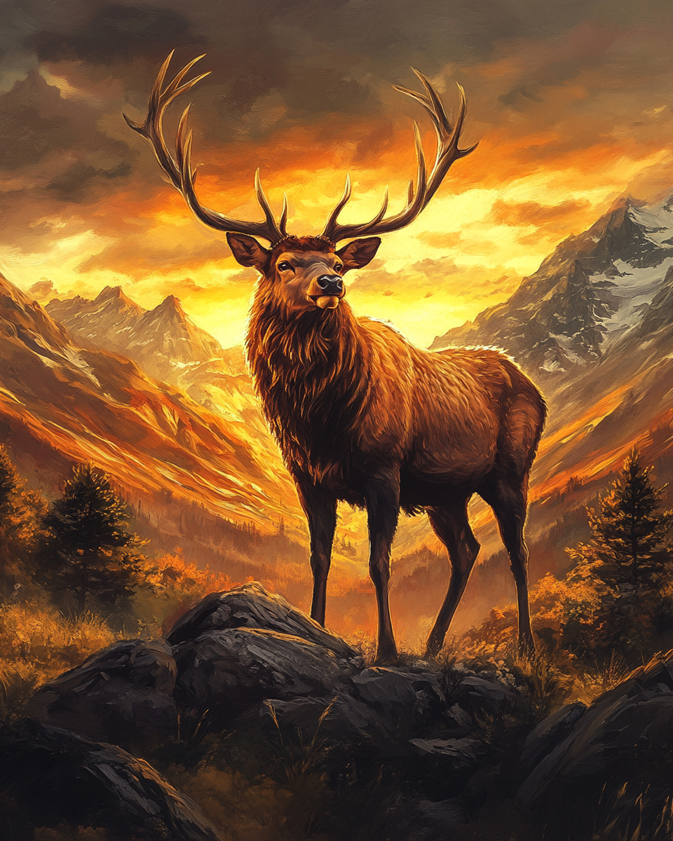 Mountain Sunset Elk Diamond Art Kit