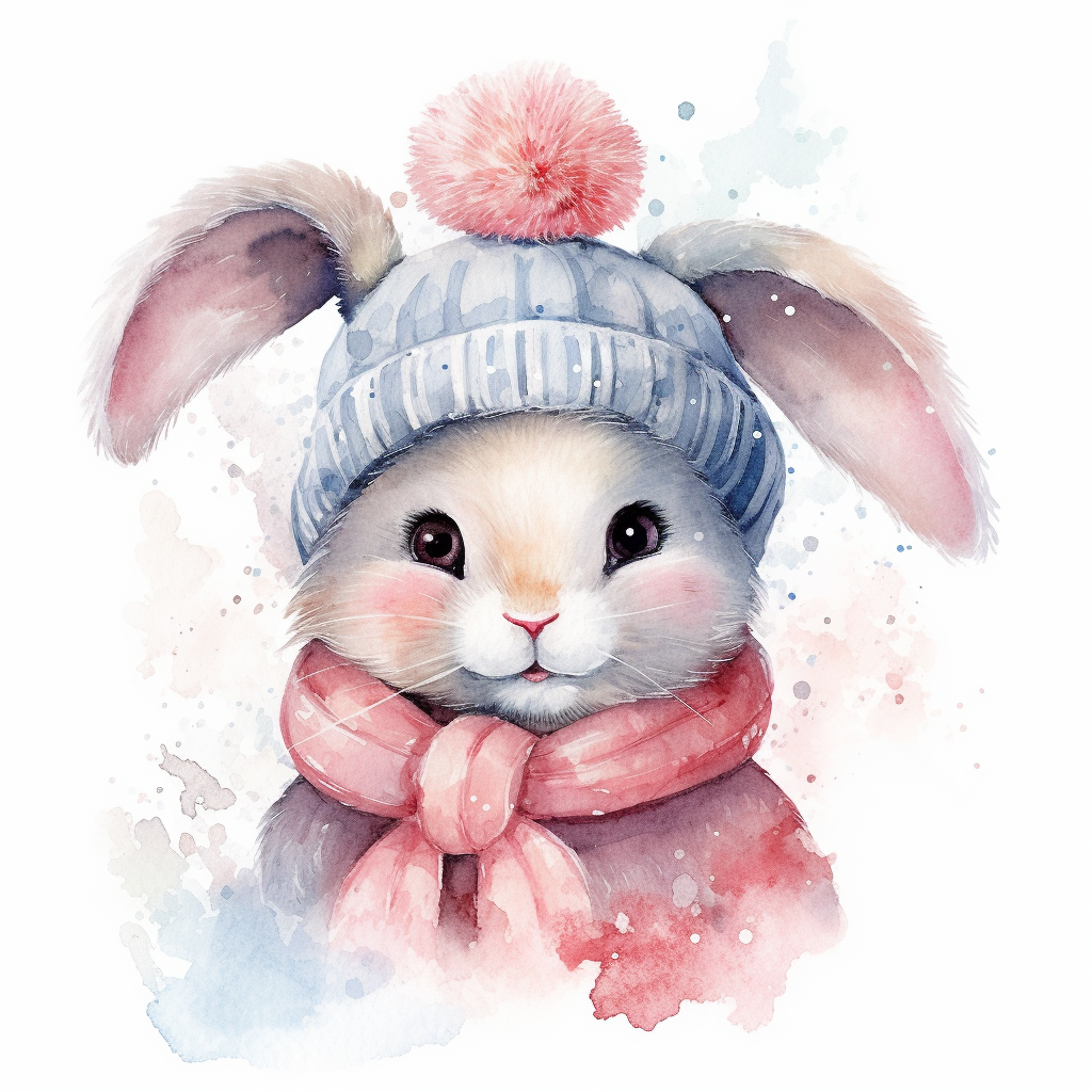 Pink Pompom Hat Bunny Diamond Art Kit