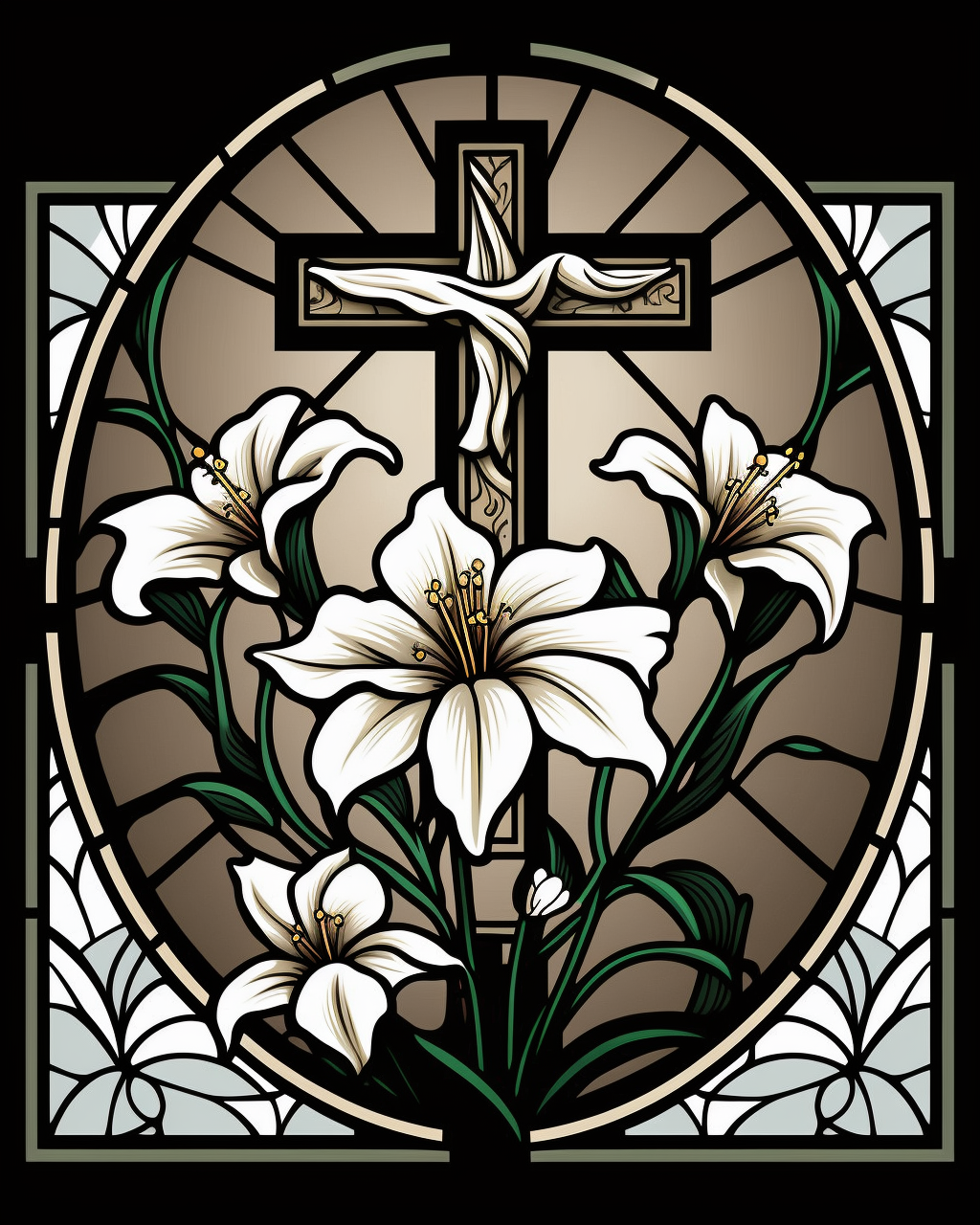 Lilies And Cross Panel Diamond Art Kit