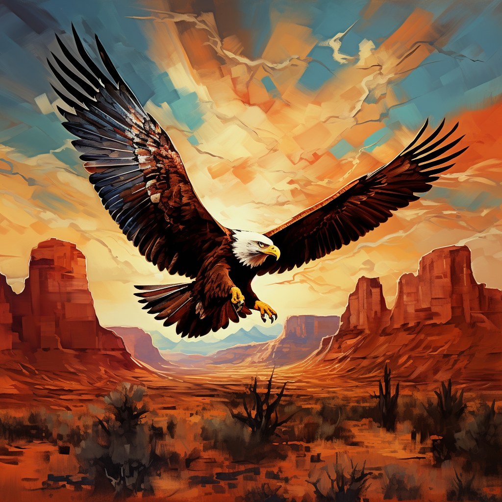 Landing Eagle Abstract Sky Diamond Art Kit