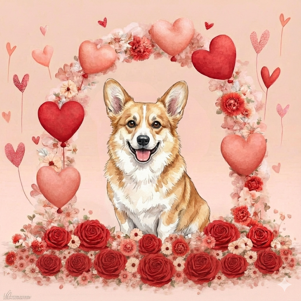 Heart Arch Corgi Diamond Art Kit