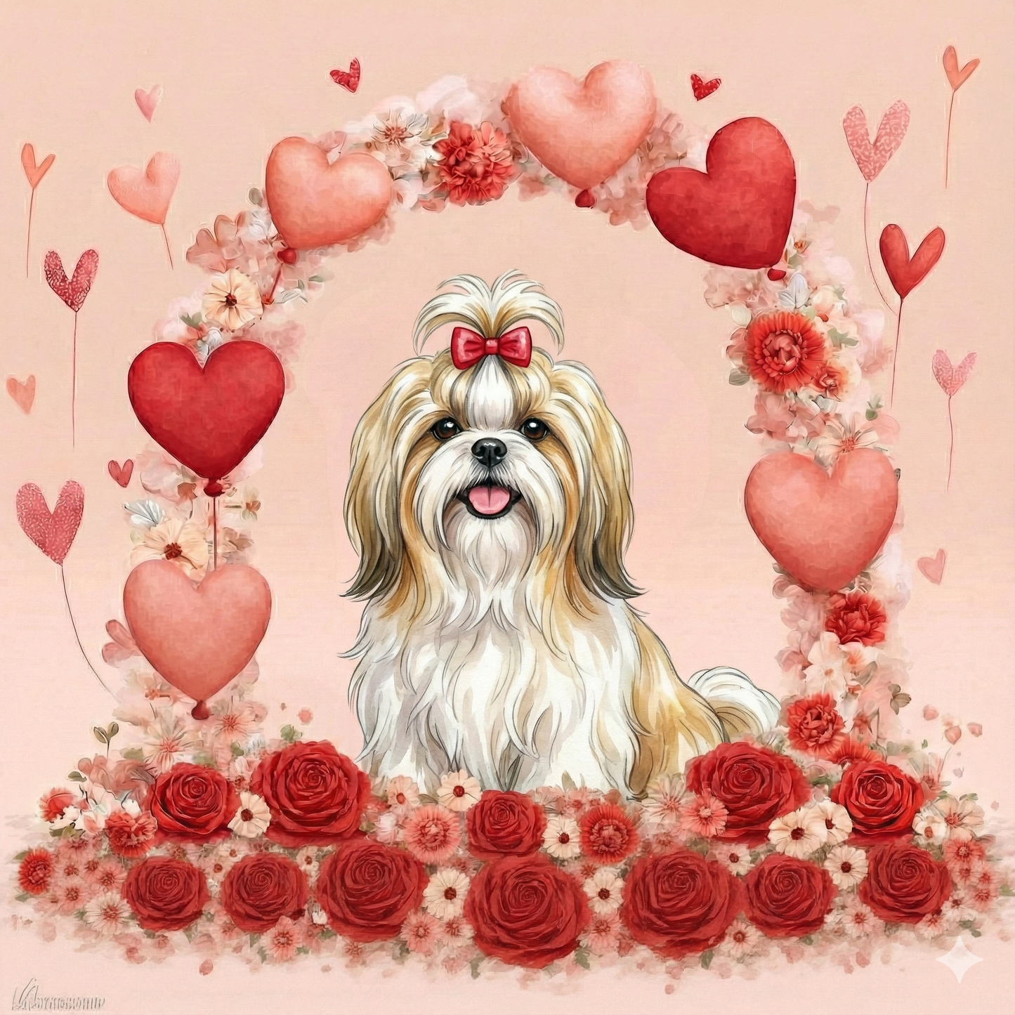 Heart Arch Shih Tzu Diamond Art Kit