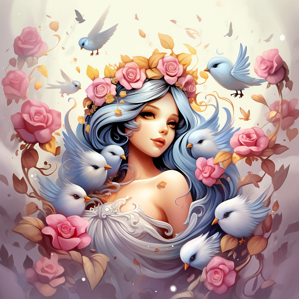 Blue Haired Bird Girl Diamond Art Kit