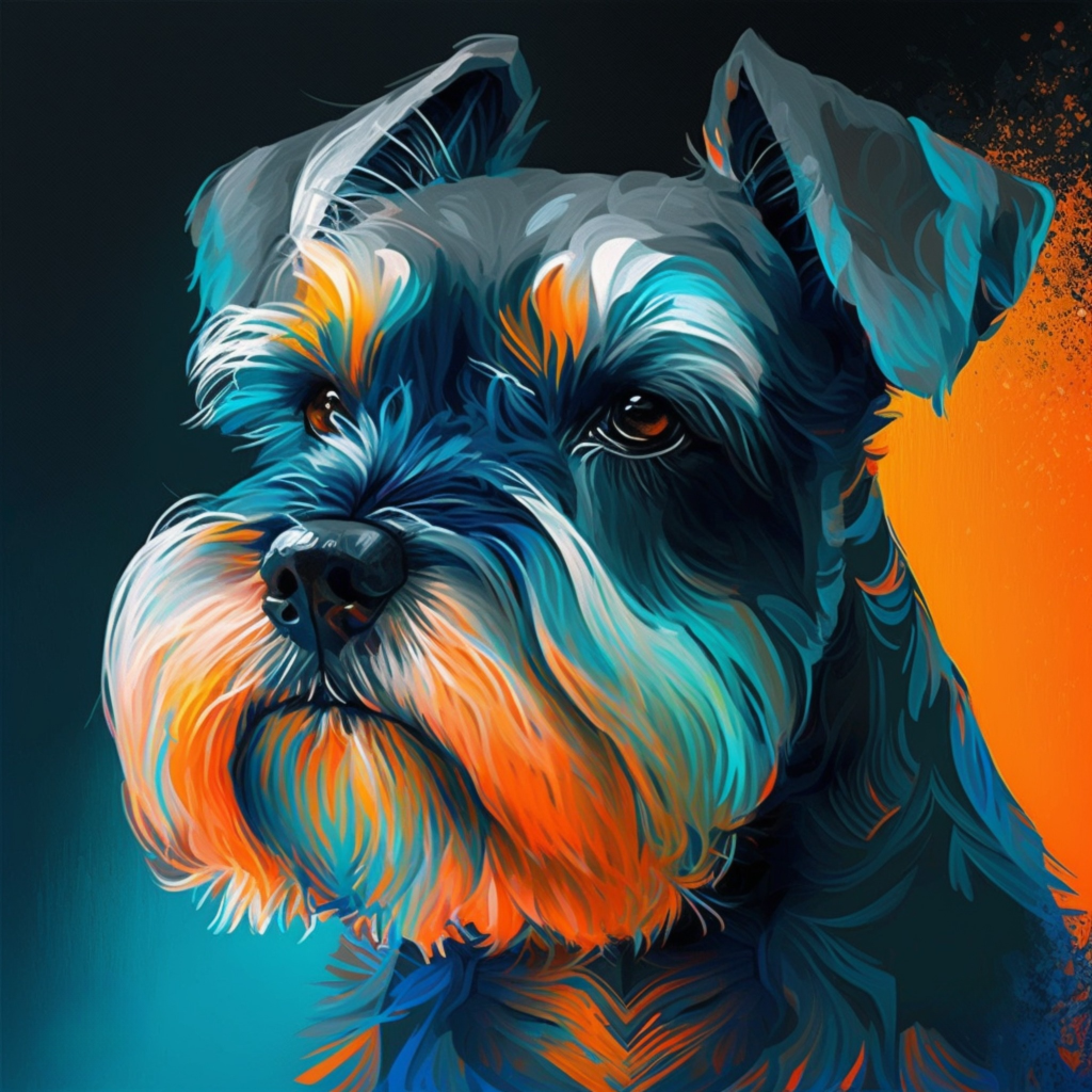 Orange Abstract Colored Schnauzer Diamond Art Kit