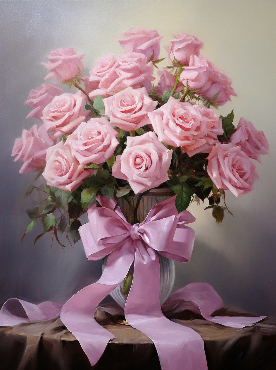 Pink Bowtie Don Pink Roses Diamond Art Kit