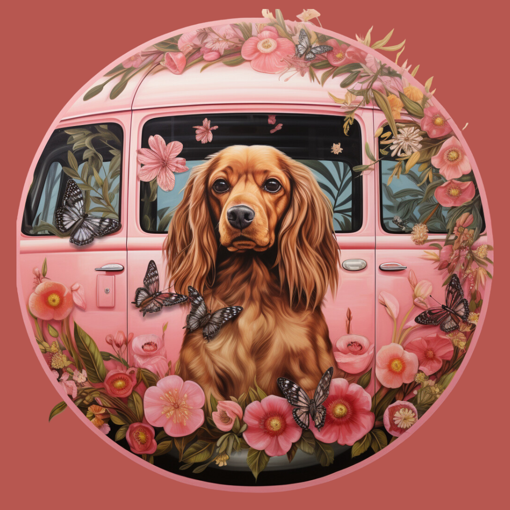 Pink Van Cocker Spaniel Diamond Art Kit
