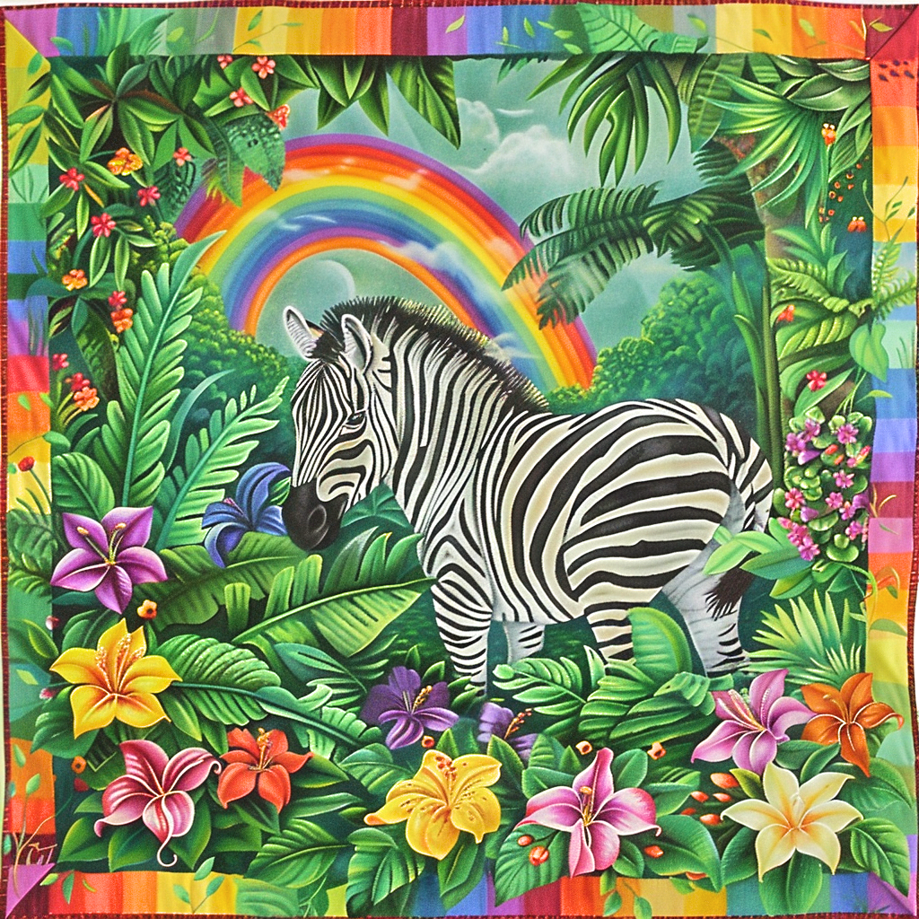 Tropical Flowers Zebra Diamond Art Kit