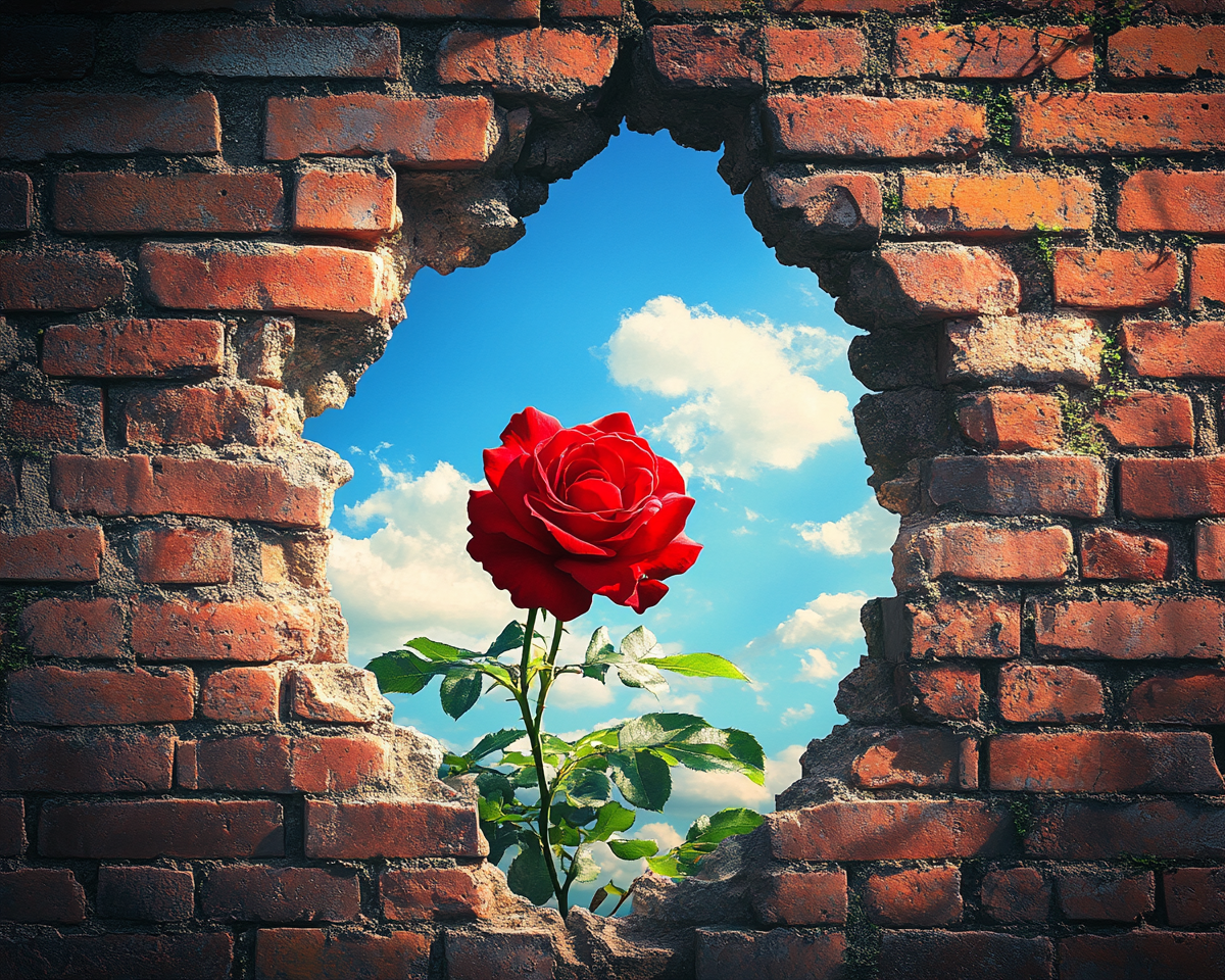 Cracked Wall Red Rose Diamond Art Kit