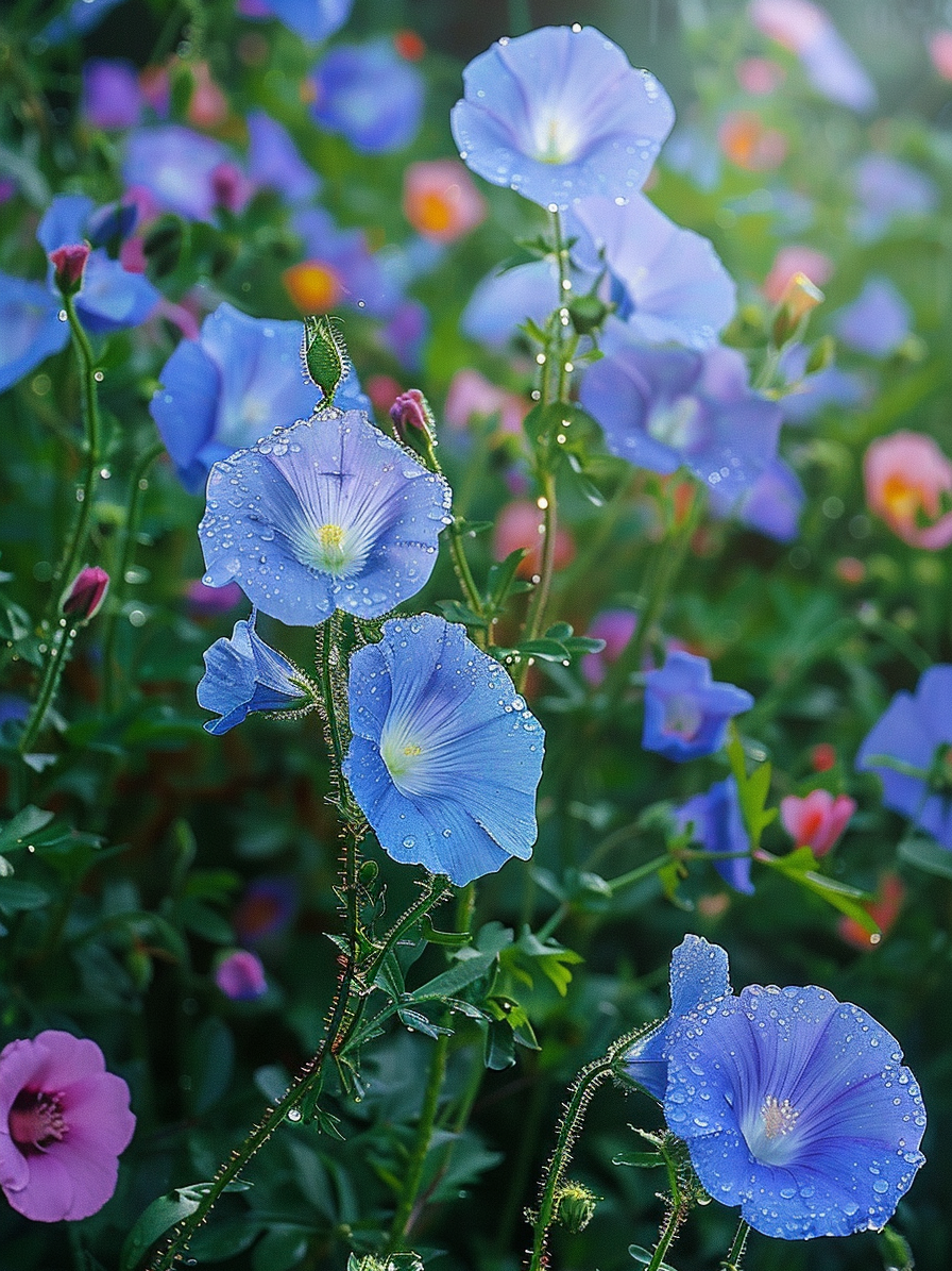 Blue Morning Glories Diamond Art Kit