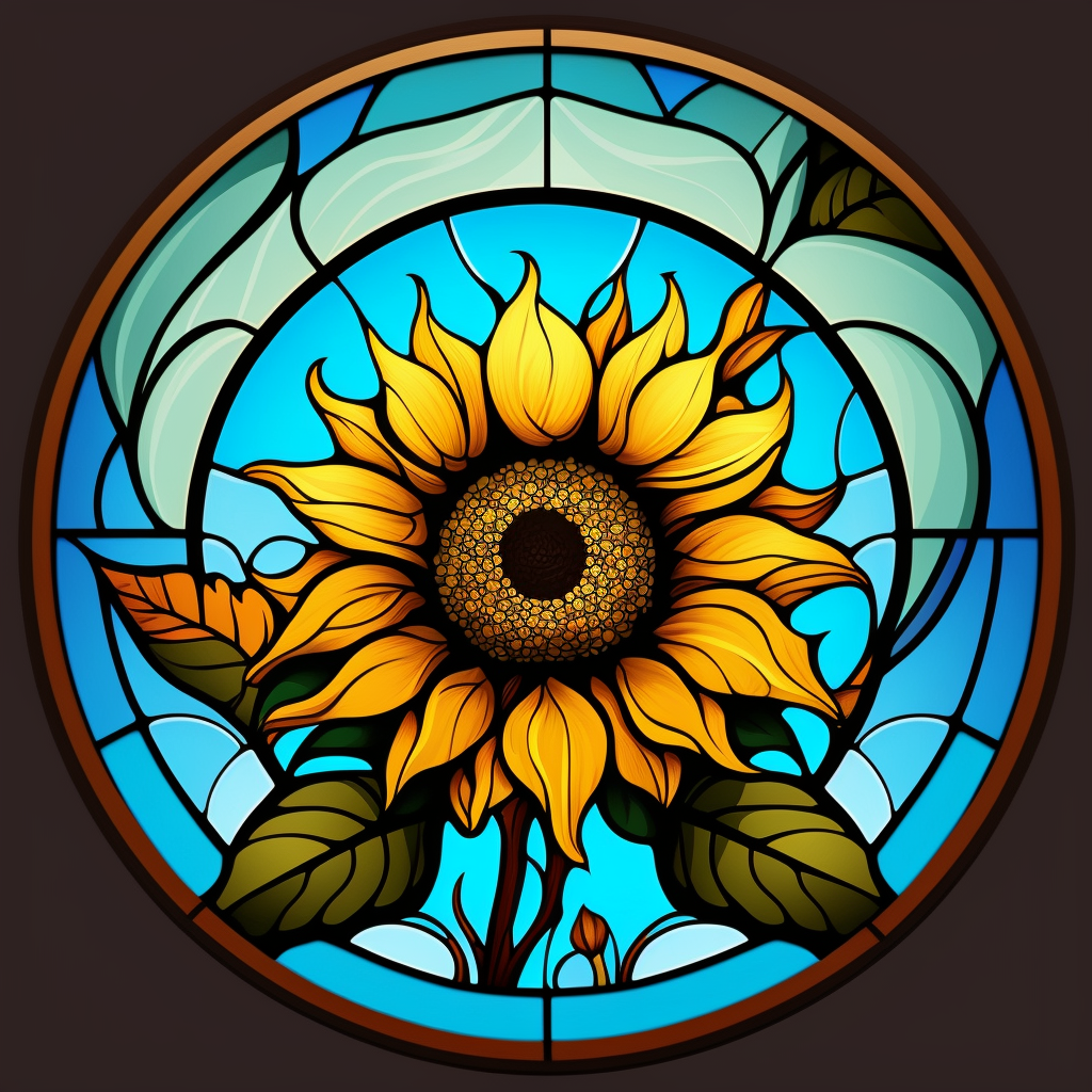 Blue Sky Abstract Sunflower Circle Diamond Art Kit
