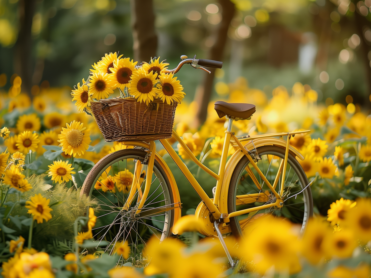Bike In Sunflowers Diamond Art Kit