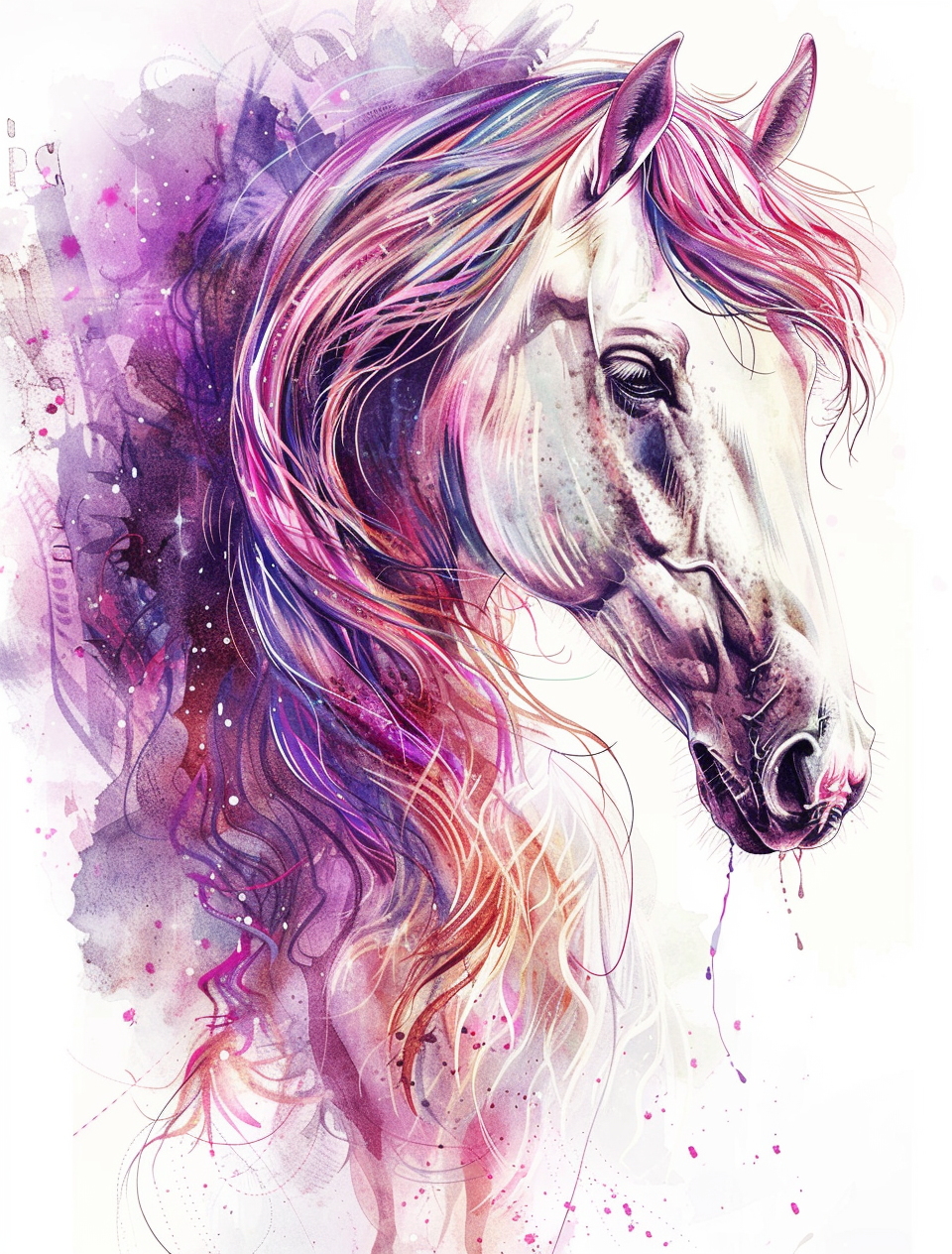 Pink Yellow Mane Horse Diamond Art Kit