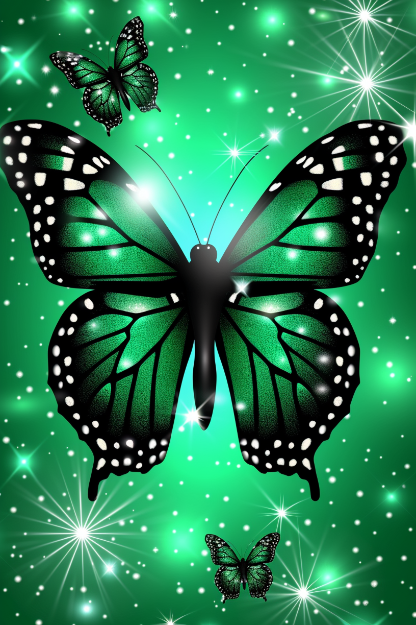 Sparkling Green Butterflies Diamond Art Kit