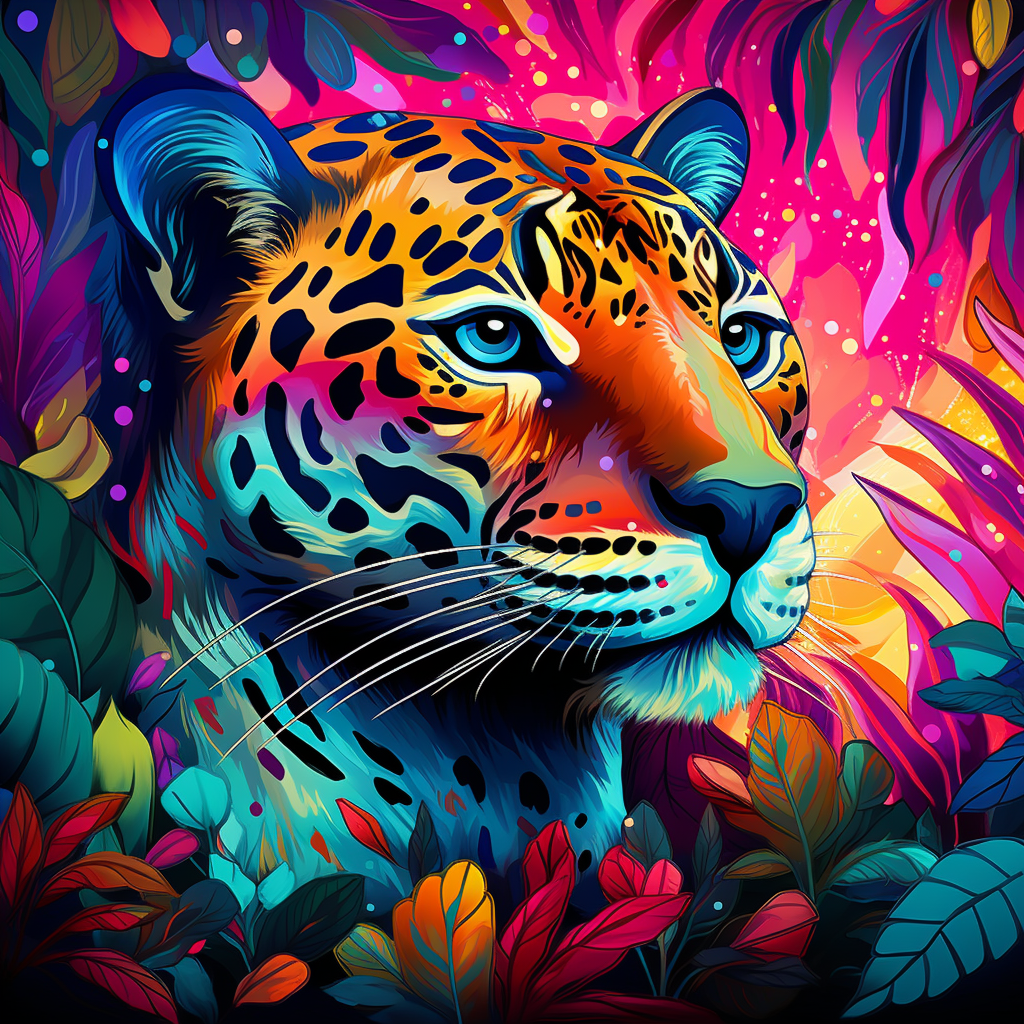 Colorful Jaguar Jungle Diamond Art Kit