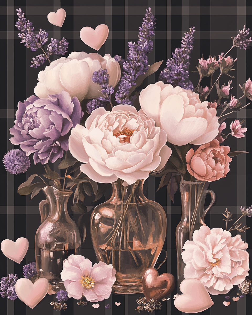 Glass Vase Sand Peonies Diamond Art Kit