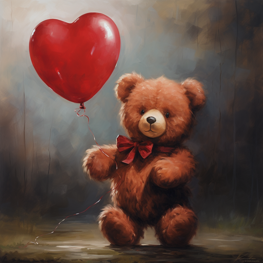 Red Heart Balloon Teddy Bear Diamond Art Kit
