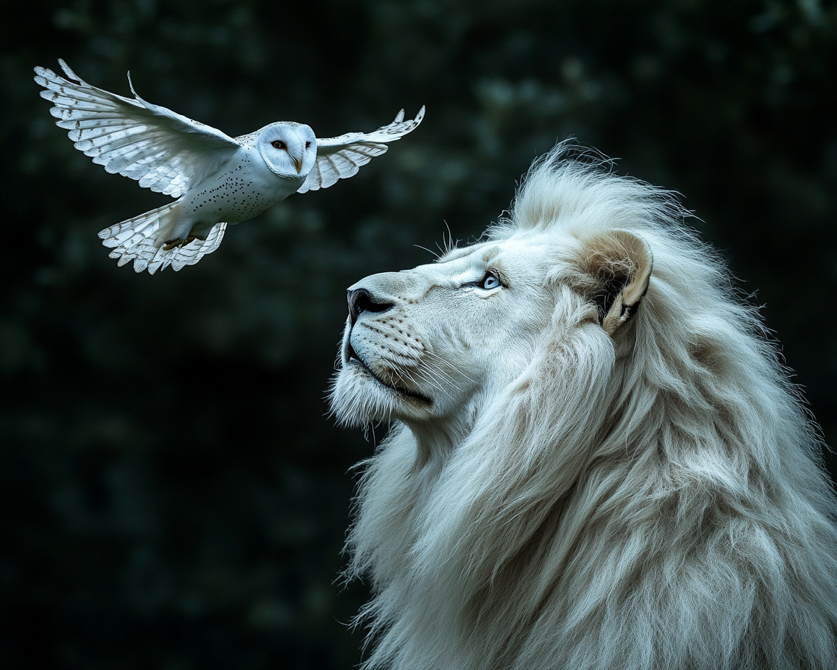 White Owl And Lion Diamond Art Kit