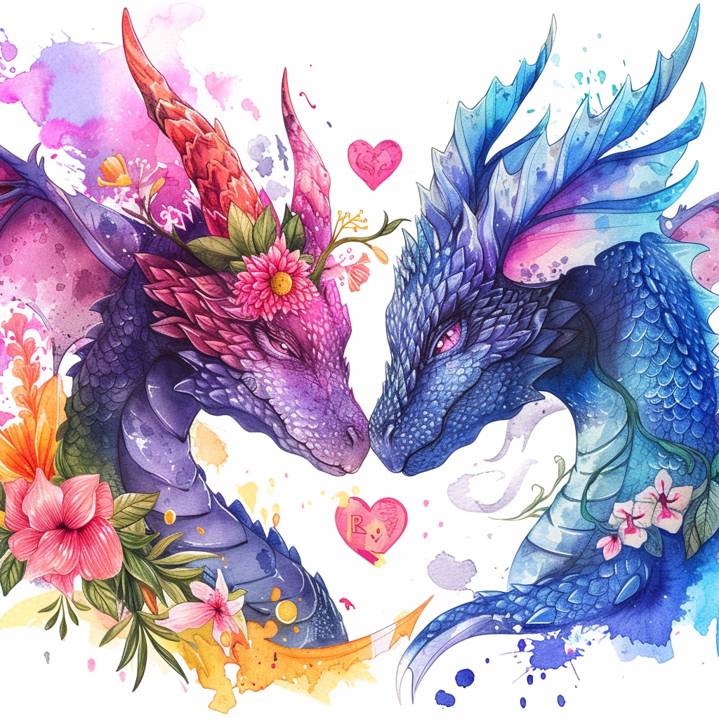 Two Colorful Dragons Watercolor Diamond Art Kit
