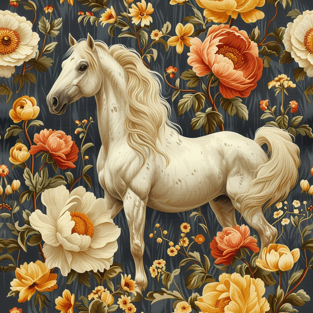 Western Floral Whitehorse Diamond Art Kit